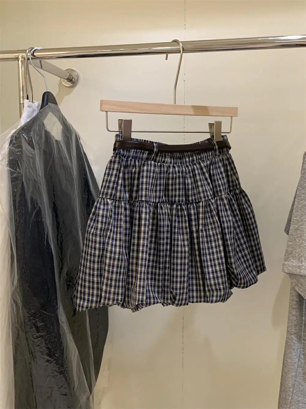 Korean Plaid Puffy Skirt 2025 Summer High Waist — feature 23