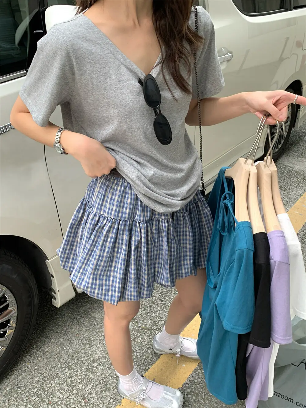 Korean Plaid Puffy Skirt 2025 Summer High Waist — feature 4