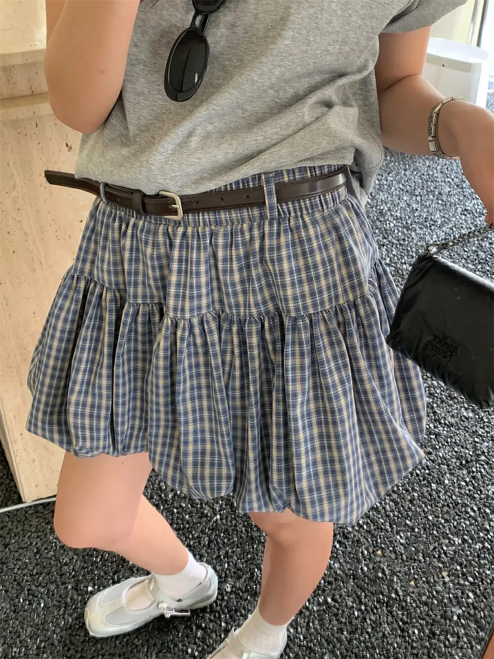 Korean Plaid Puffy Skirt 2025 Summer High Waist — feature 6