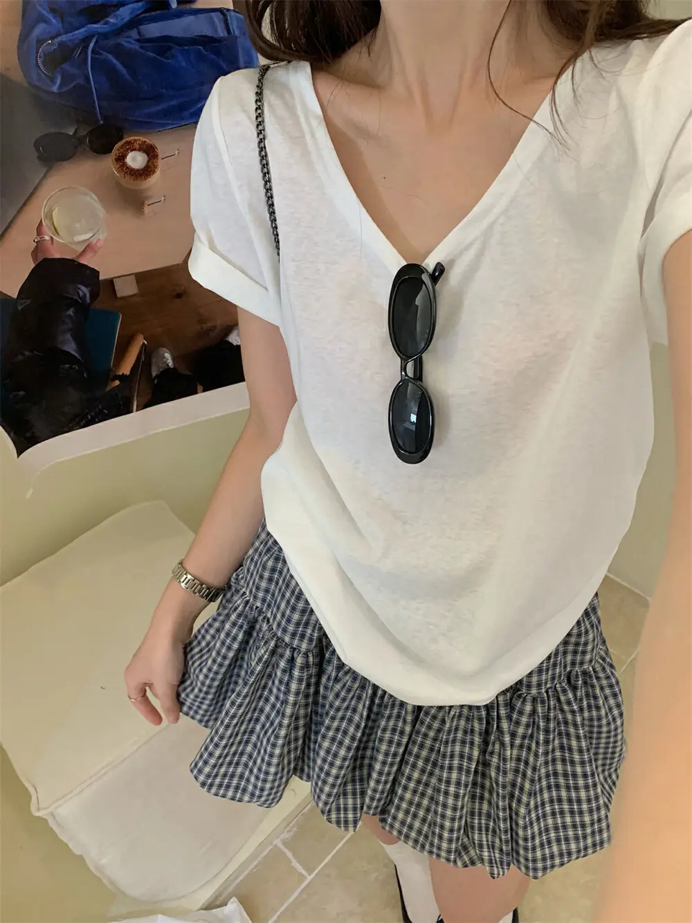 Korean Plaid Puffy Skirt 2025 Summer High Waist — feature 8