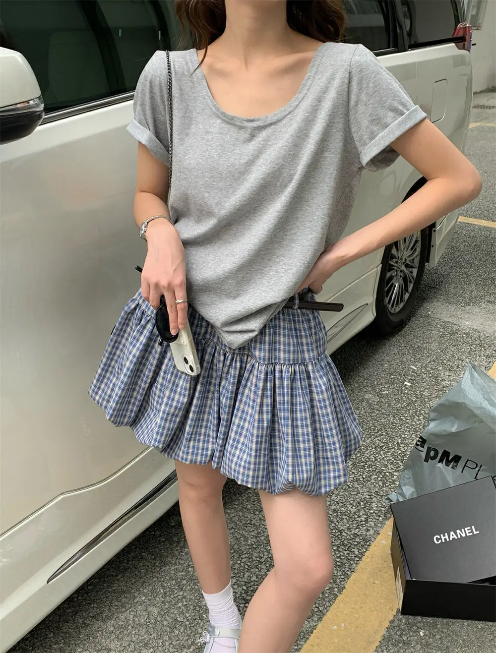 Korean Plaid Puffy Skirt 2025 Summer High Waist - Image 2