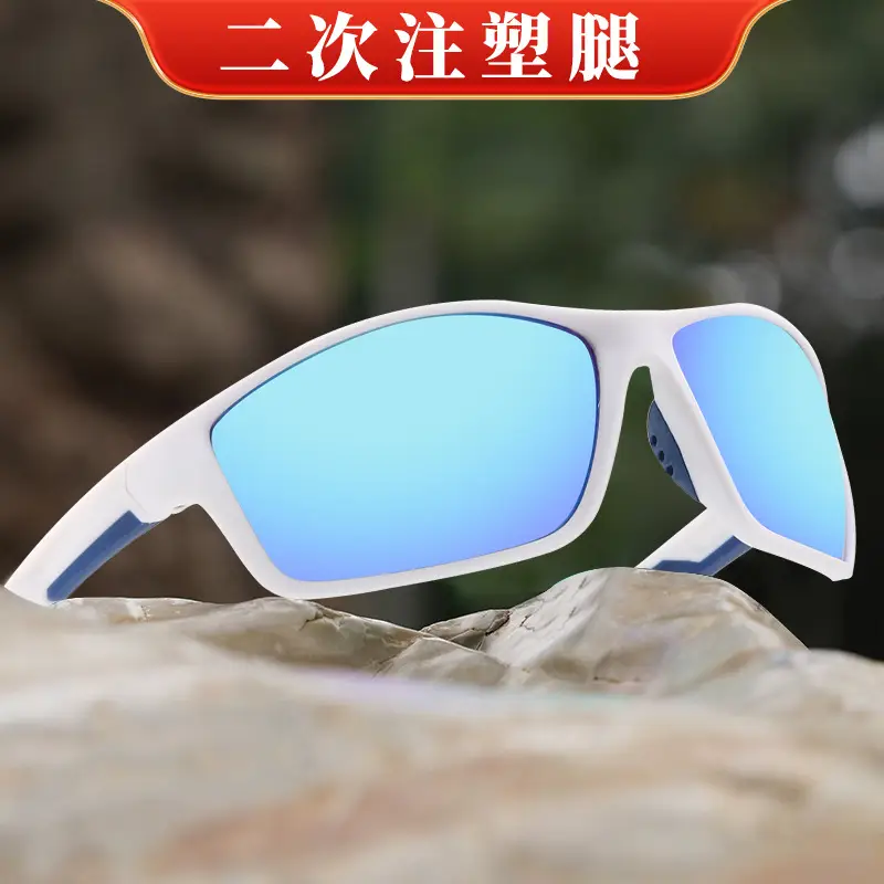 Men Cycling Sunglasses with Real Film Lens Blue - Image 6