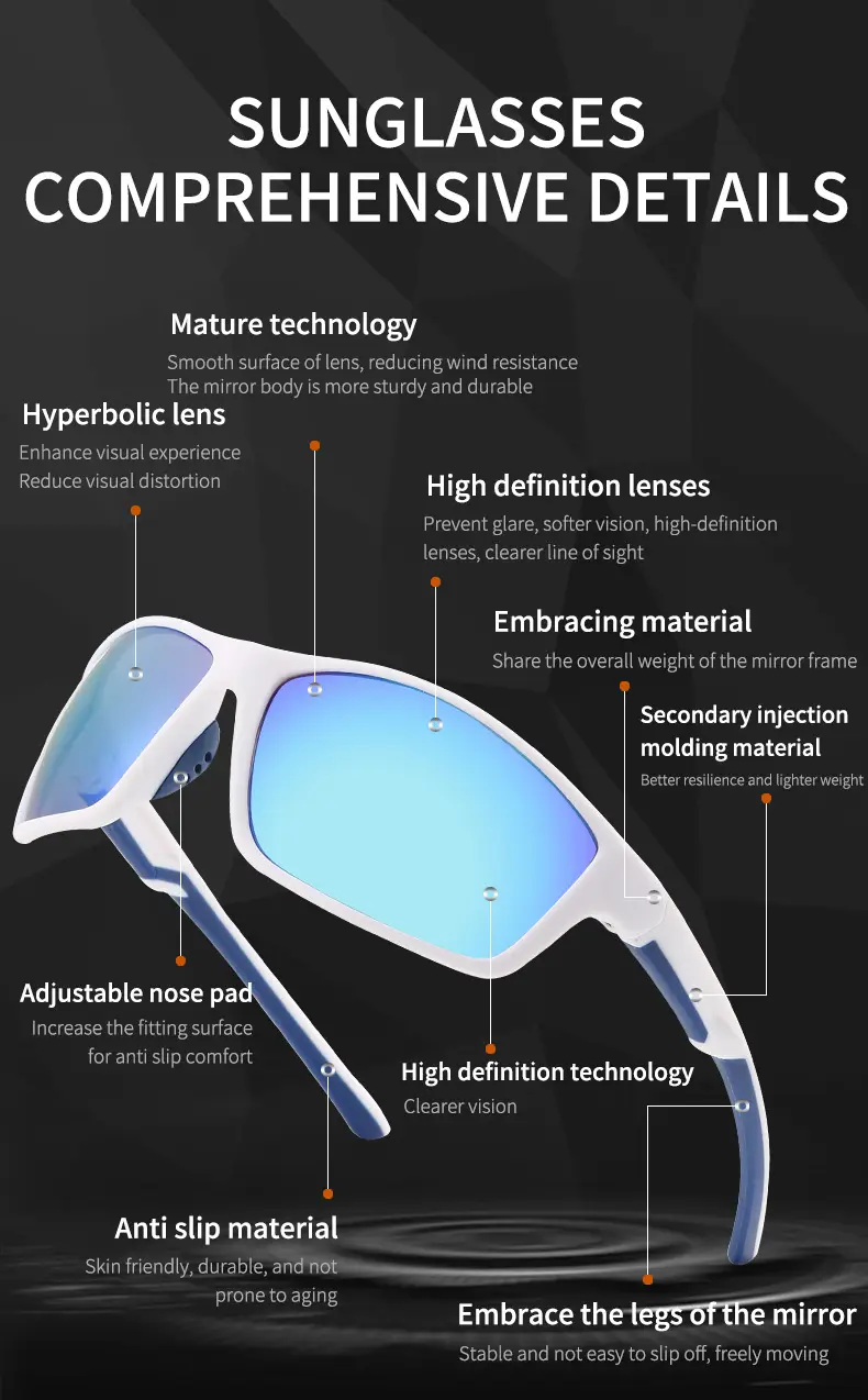 Men Cycling Sunglasses with Real Film Lens Blue — feature 19
