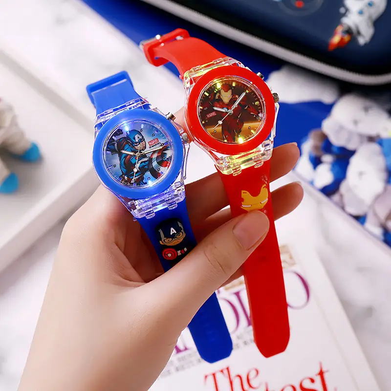 Factory Direct Supply Cartoon Children's Watch Silicone Luminous Watch Marvel Doll Male and Female Student Quartz Watch