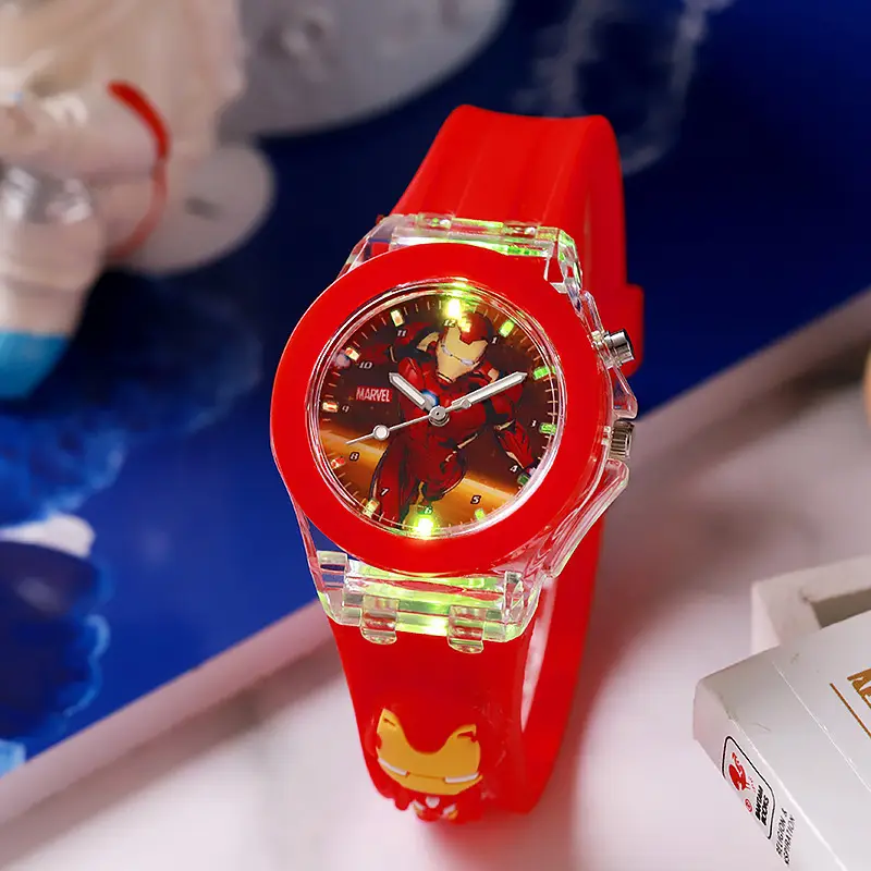 Factory Direct Supply Cartoon Children's Watch Silicone Luminous Watch Marvel Doll Male and Female Student Quartz Watch