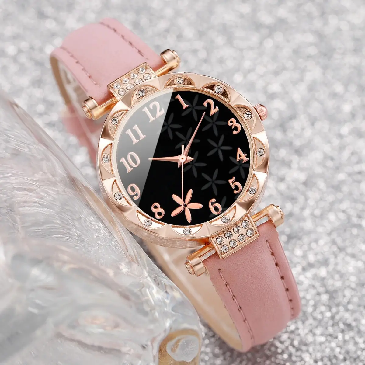 Women's Black Starfish Dial Quartz Watch Rose Gold - Image 12