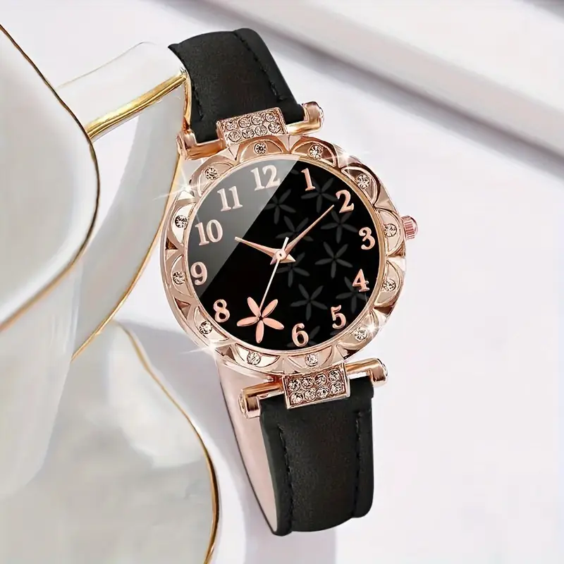 Women's Black Starfish Dial Quartz Watch Rose Gold - Image 13