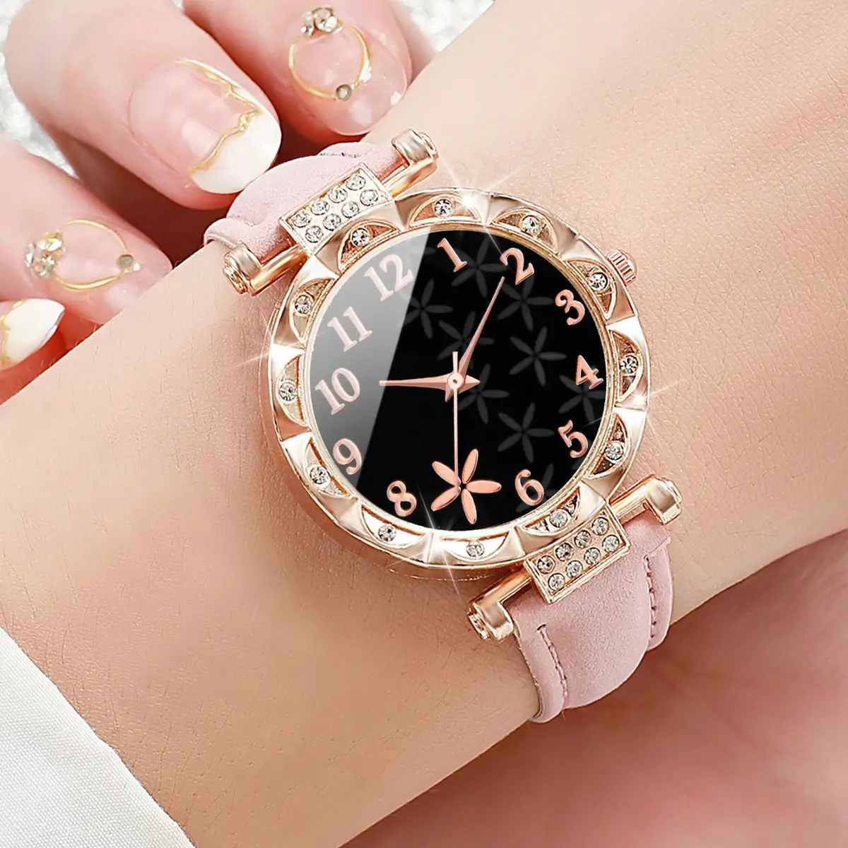 Women's Black Starfish Dial Quartz Watch Rose Gold - Image 14