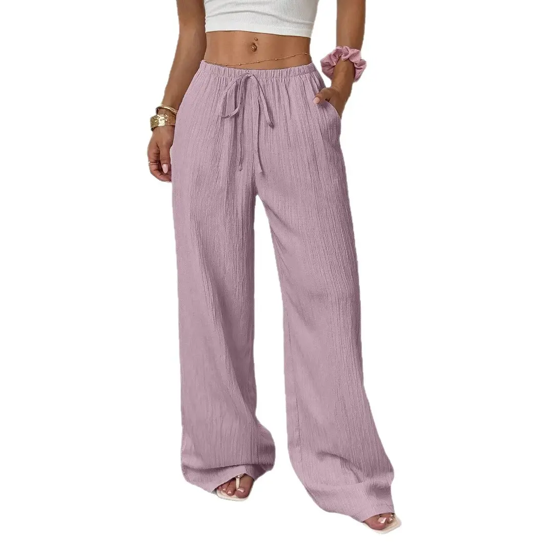 2023 Black Wide Leg Knotted Waist Pants for Women - Image 13