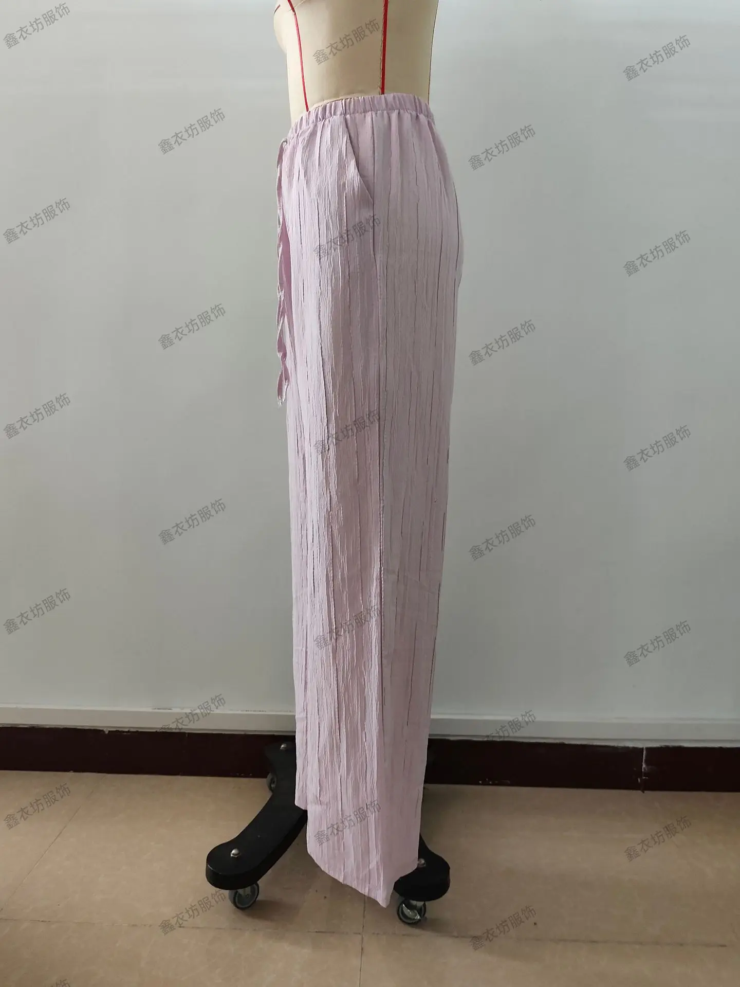 2023 Black Wide Leg Knotted Waist Pants for Women — feature 26