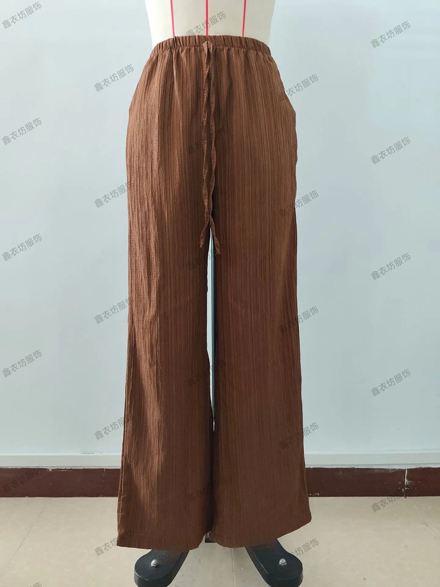 2023 Black Wide Leg Knotted Waist Pants for Women — feature 28