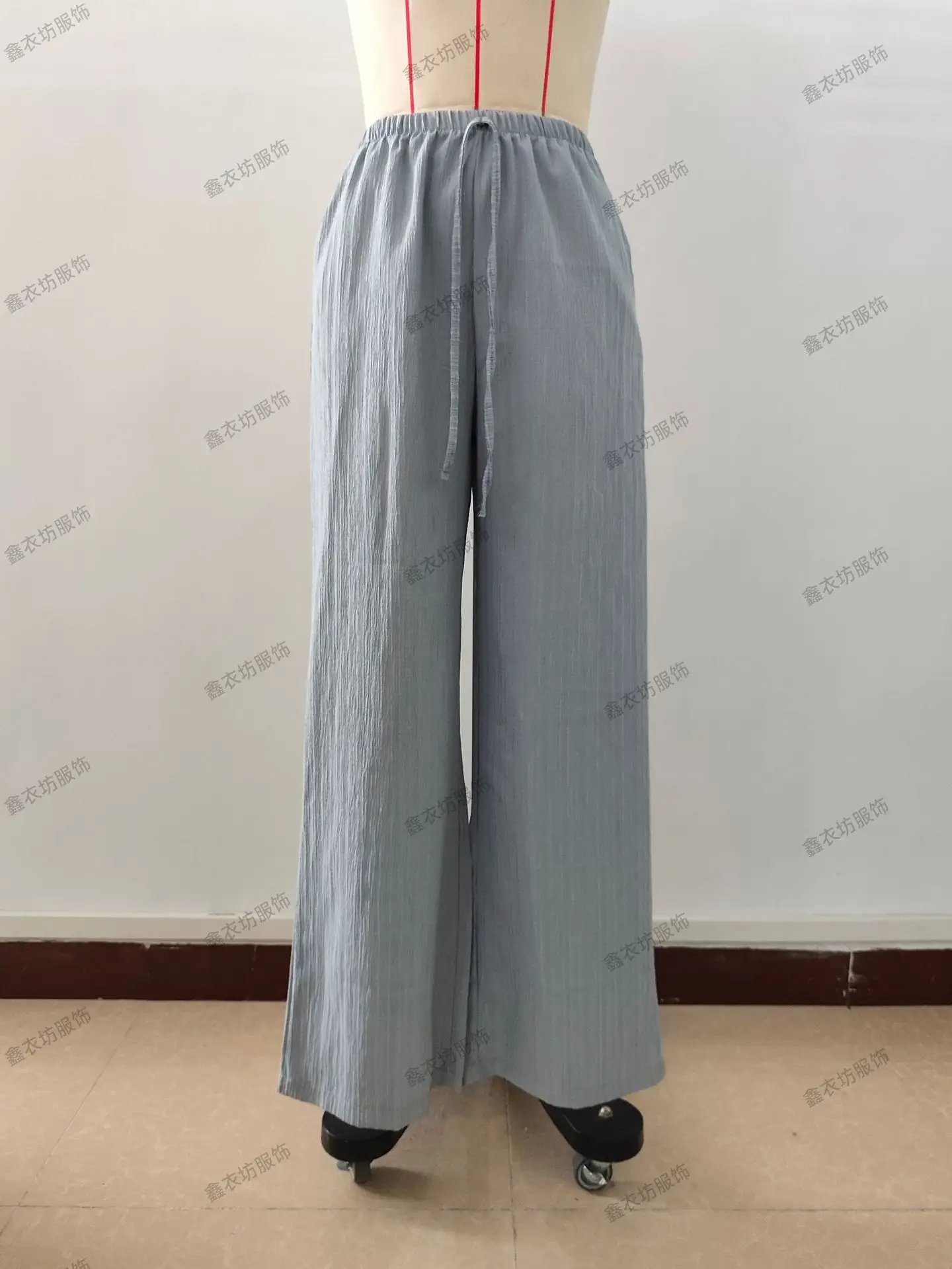 2023 Black Wide Leg Knotted Waist Pants for Women — feature 34
