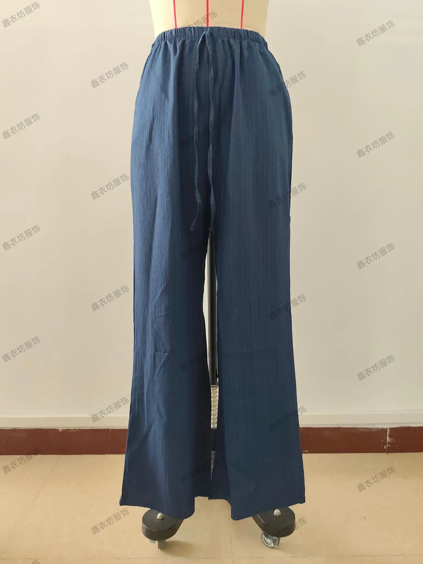 2023 Black Wide Leg Knotted Waist Pants for Women — feature 37