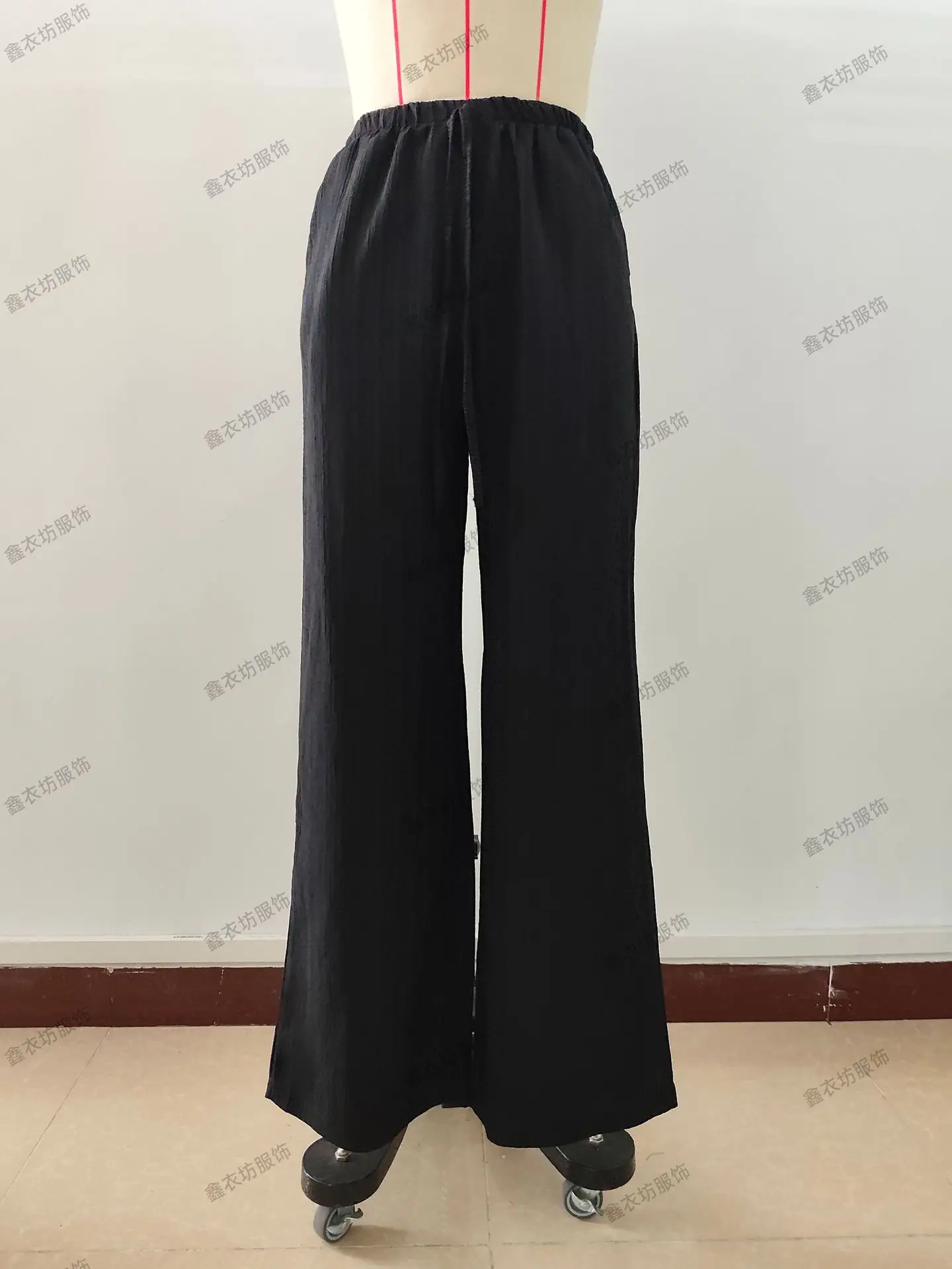 2023 Black Wide Leg Knotted Waist Pants for Women — feature 40