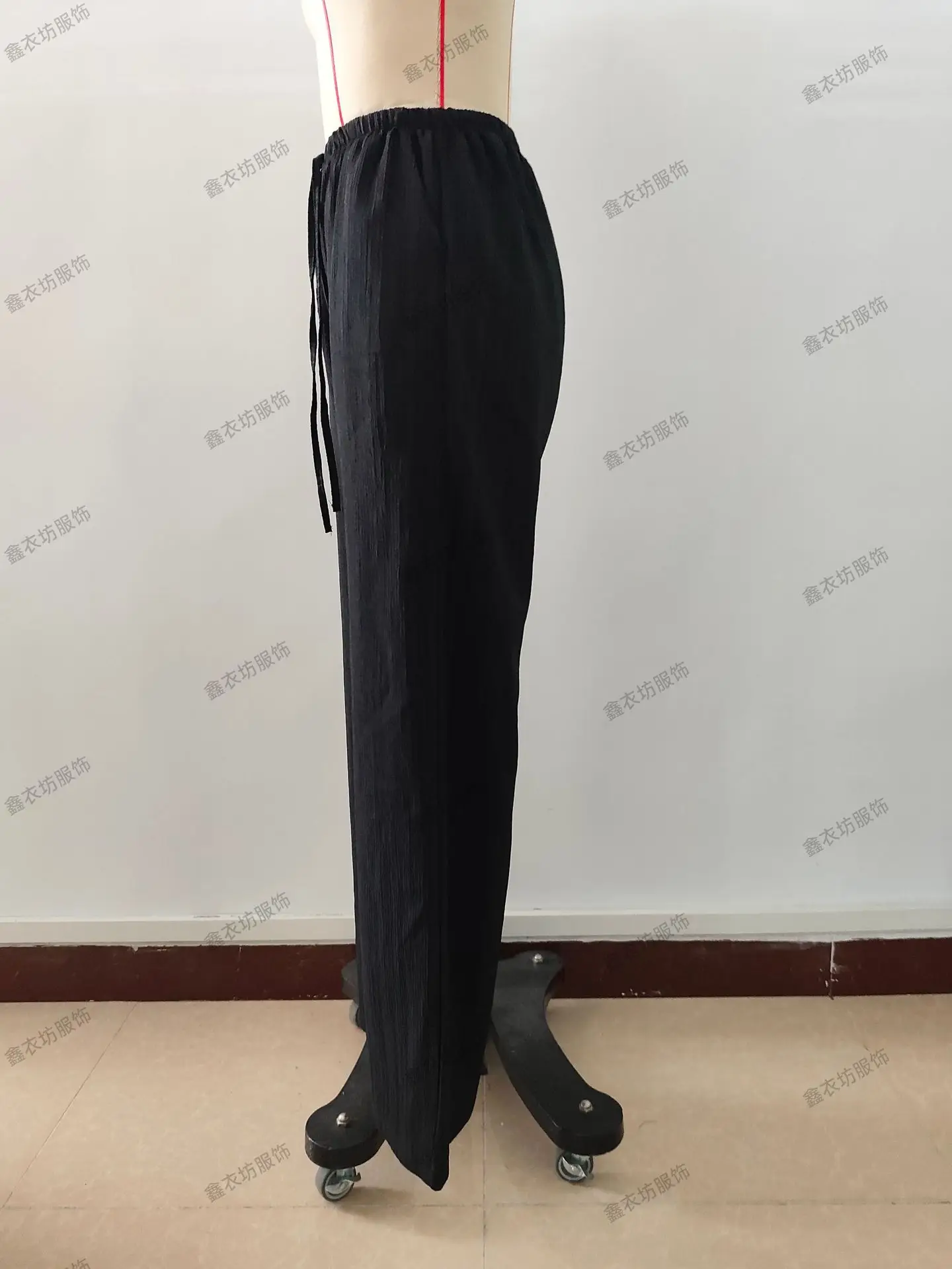 2023 Black Wide Leg Knotted Waist Pants for Women — feature 41