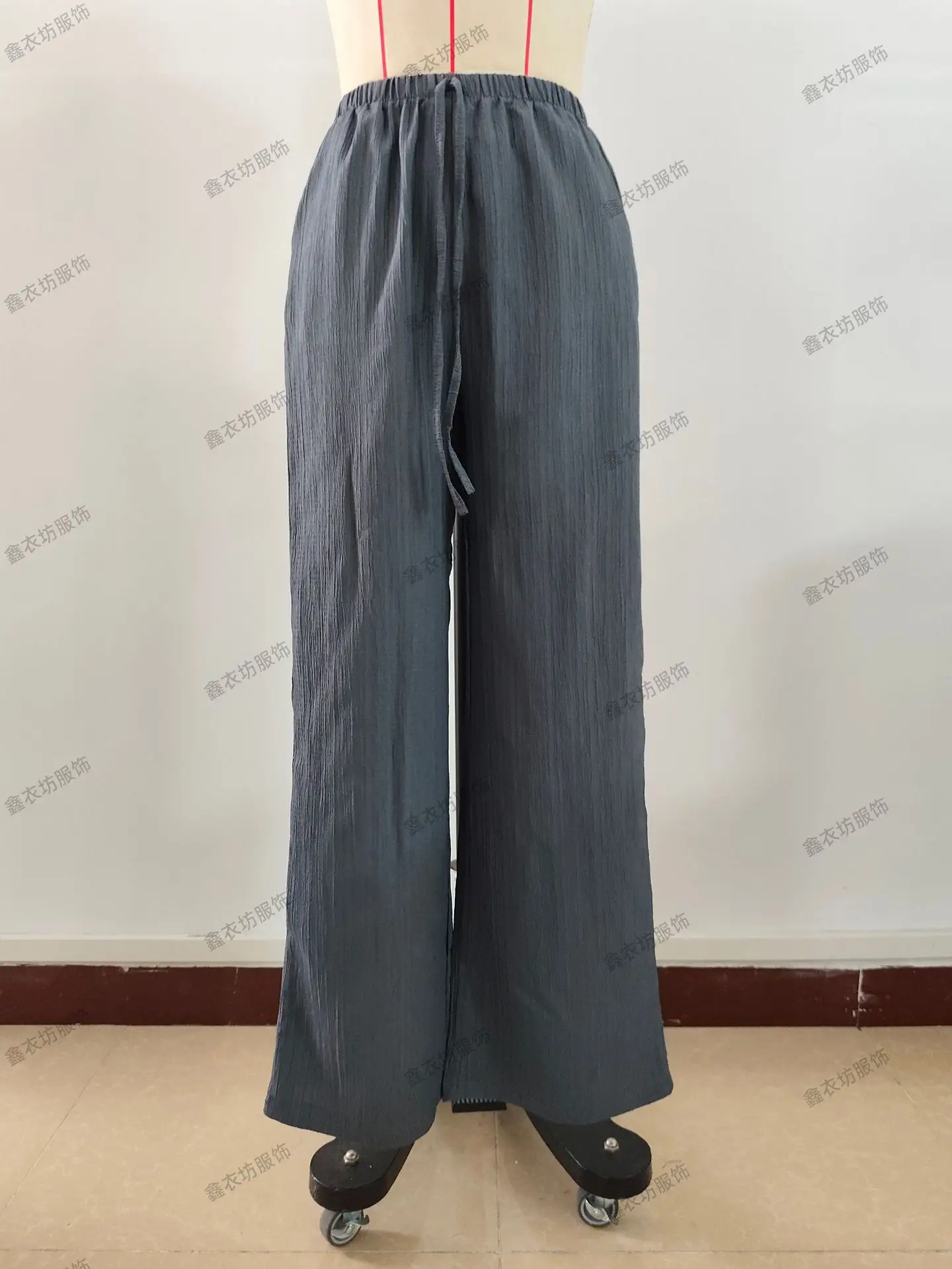 2023 Black Wide Leg Knotted Waist Pants for Women — feature 43