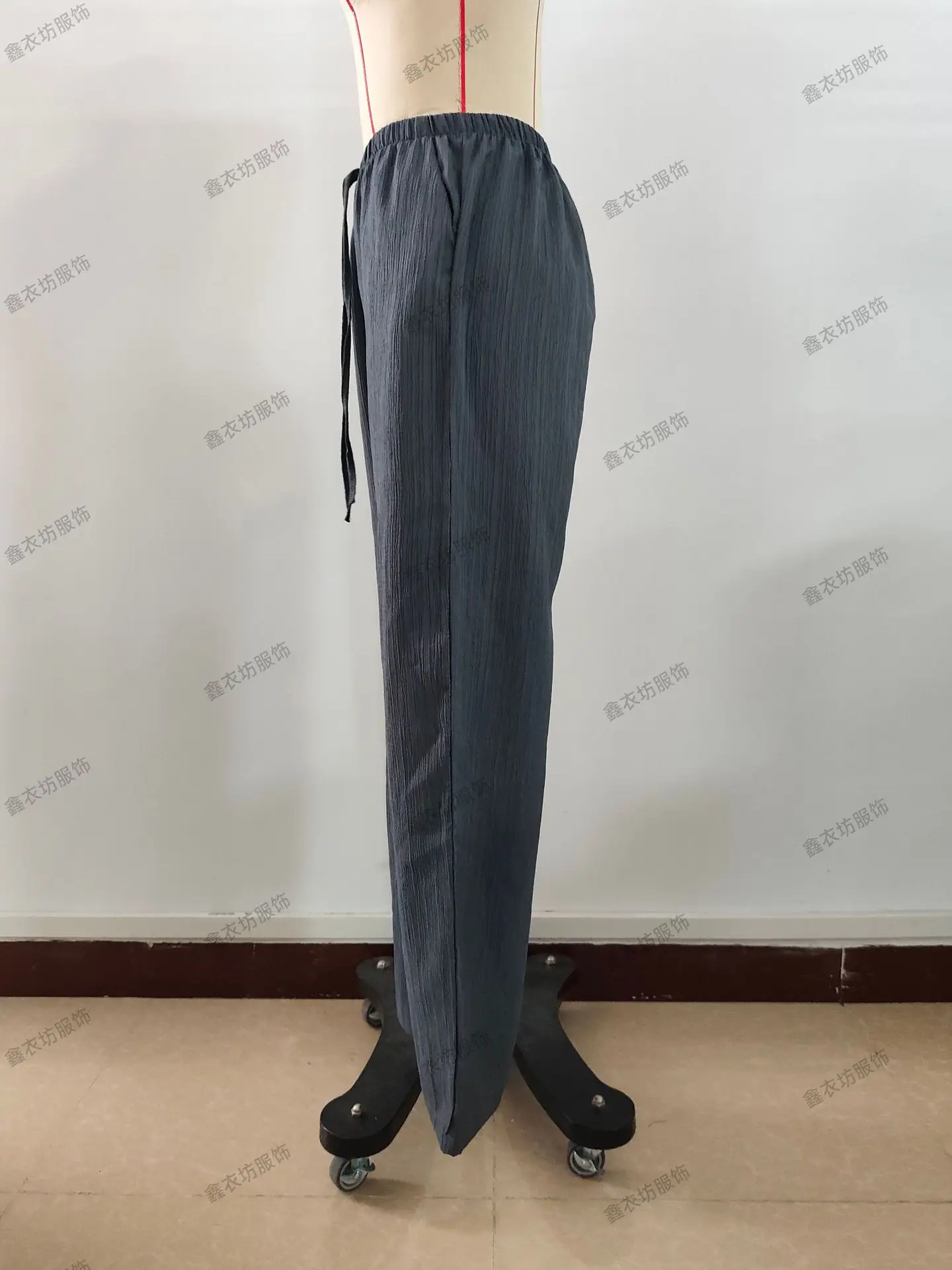 2023 Black Wide Leg Knotted Waist Pants for Women — feature 44