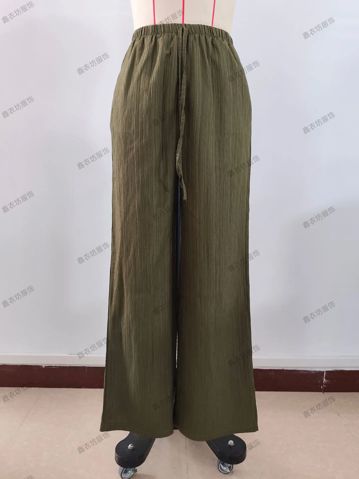 2023 Black Wide Leg Knotted Waist Pants for Women — feature 46