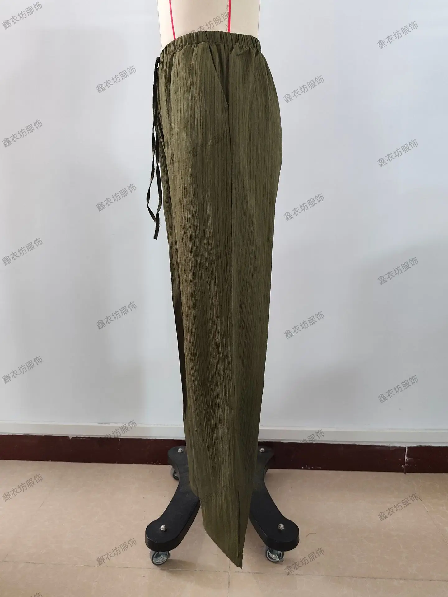 2023 Black Wide Leg Knotted Waist Pants for Women — feature 47