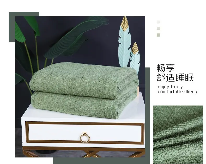 Pure Cotton Bath Towels Dark Blue Military Green Single Bed β feature 8