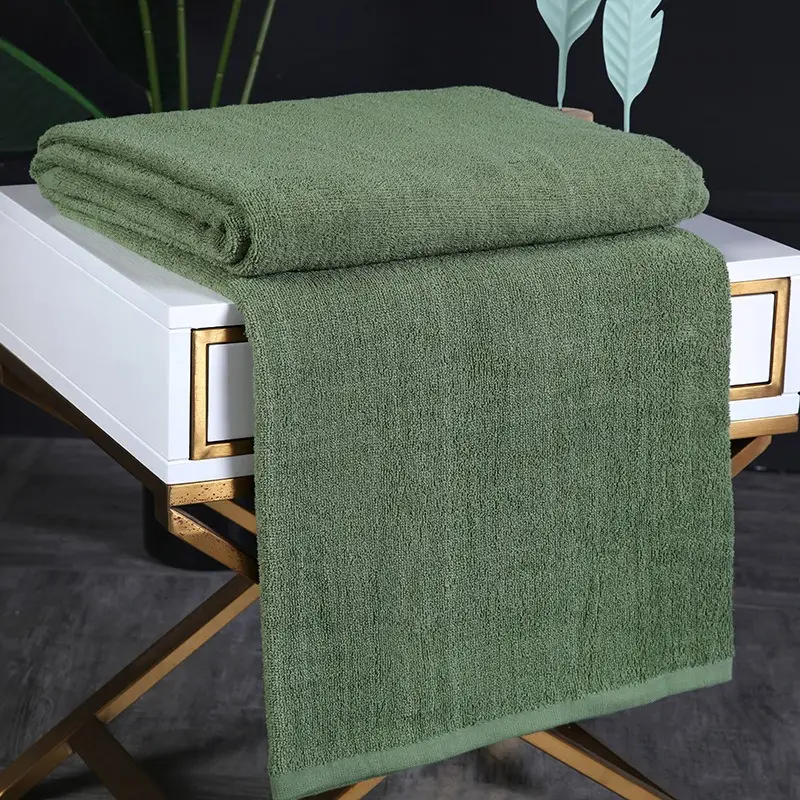 Pure Cotton Bath Towels Dark Blue Military Green Single Bed