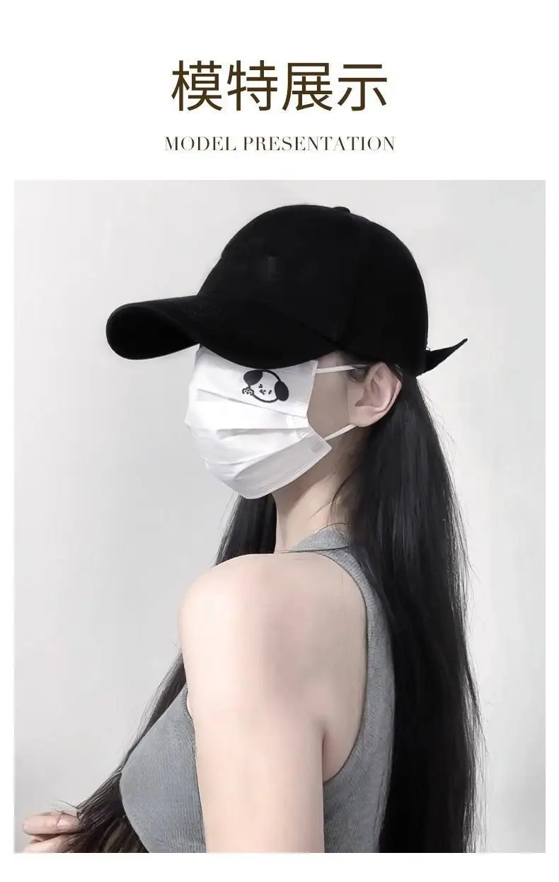Long Straight Wig for Women Brown Black Summer Hat — feature 3