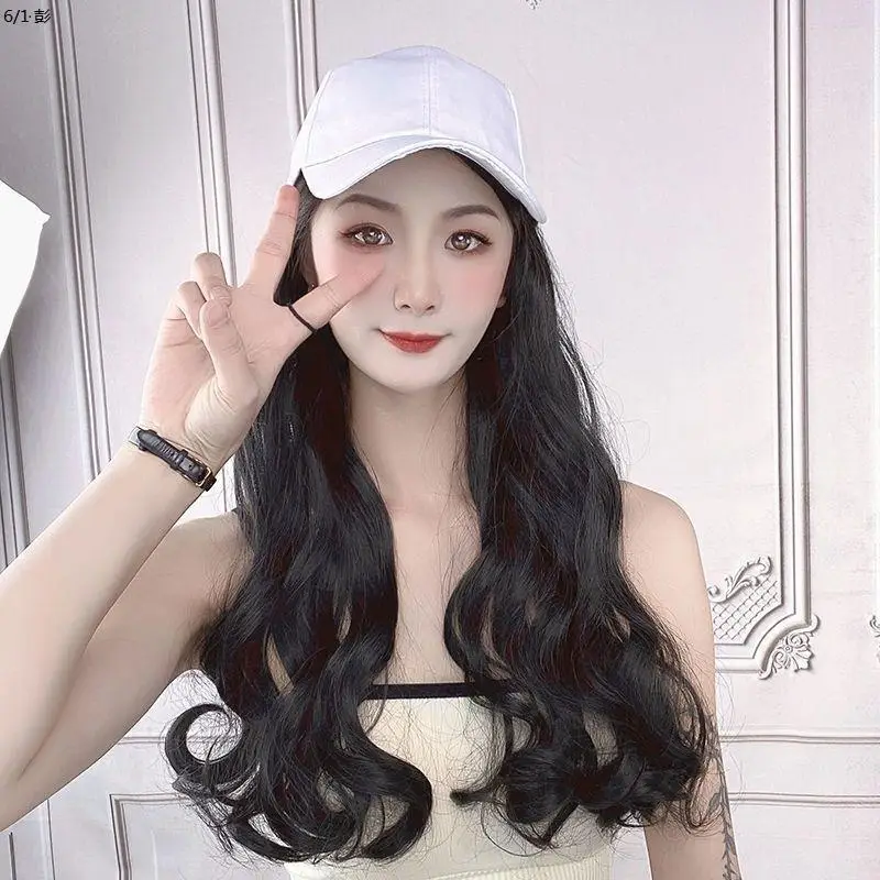 Long Straight Wig for Women Brown Black Summer Hat