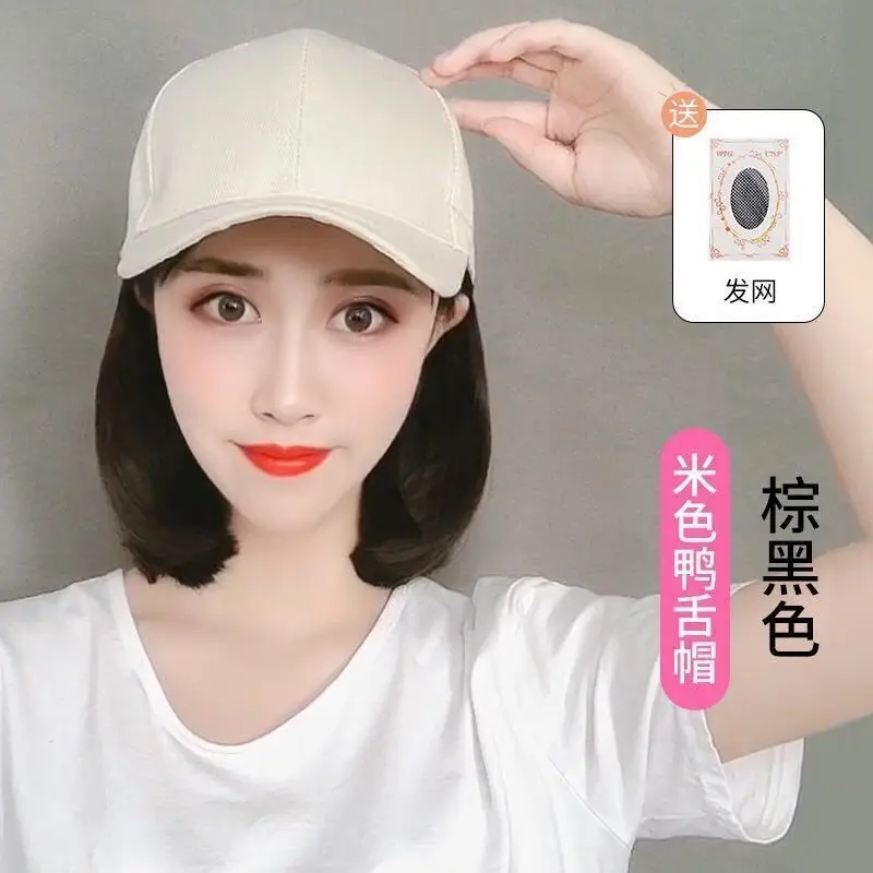 Long Straight Wig for Women Brown Black Summer Hat