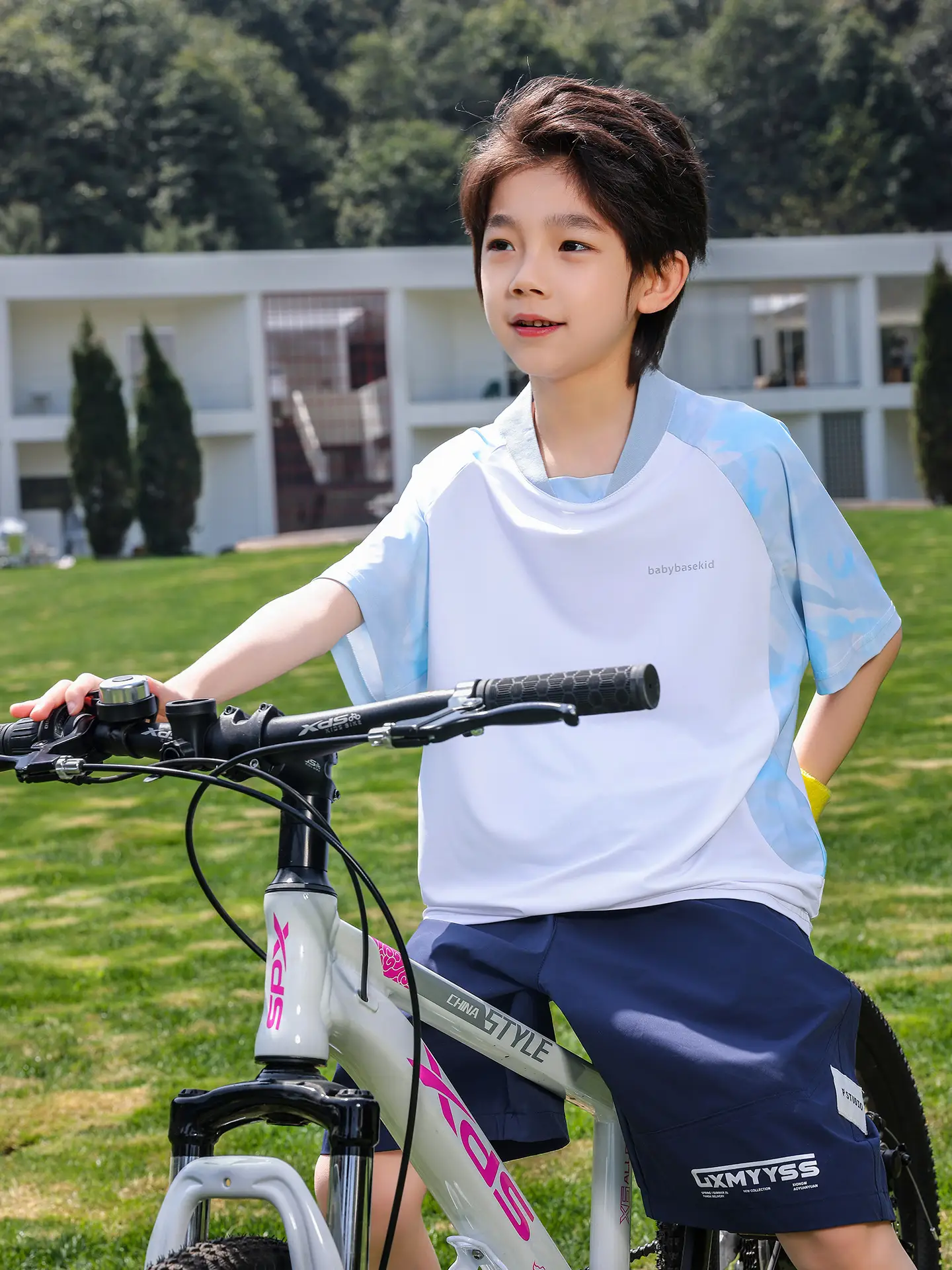 Kids Boys T-Shirt Light Blue Panda 2025 Summer - Image 3