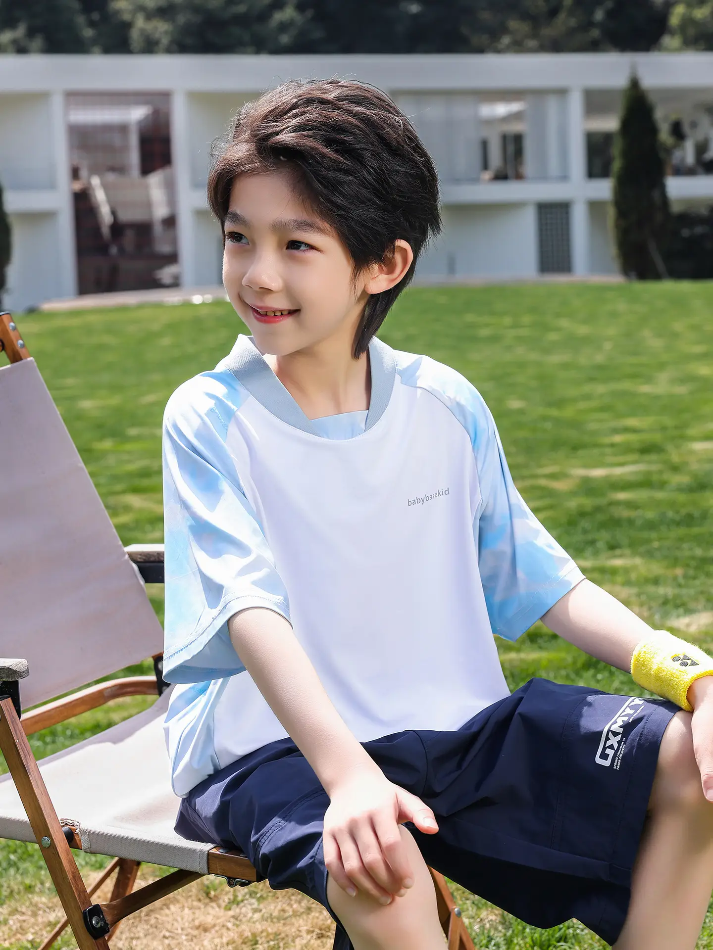 Kids Boys T-Shirt Light Blue Panda 2025 Summer - Image 4