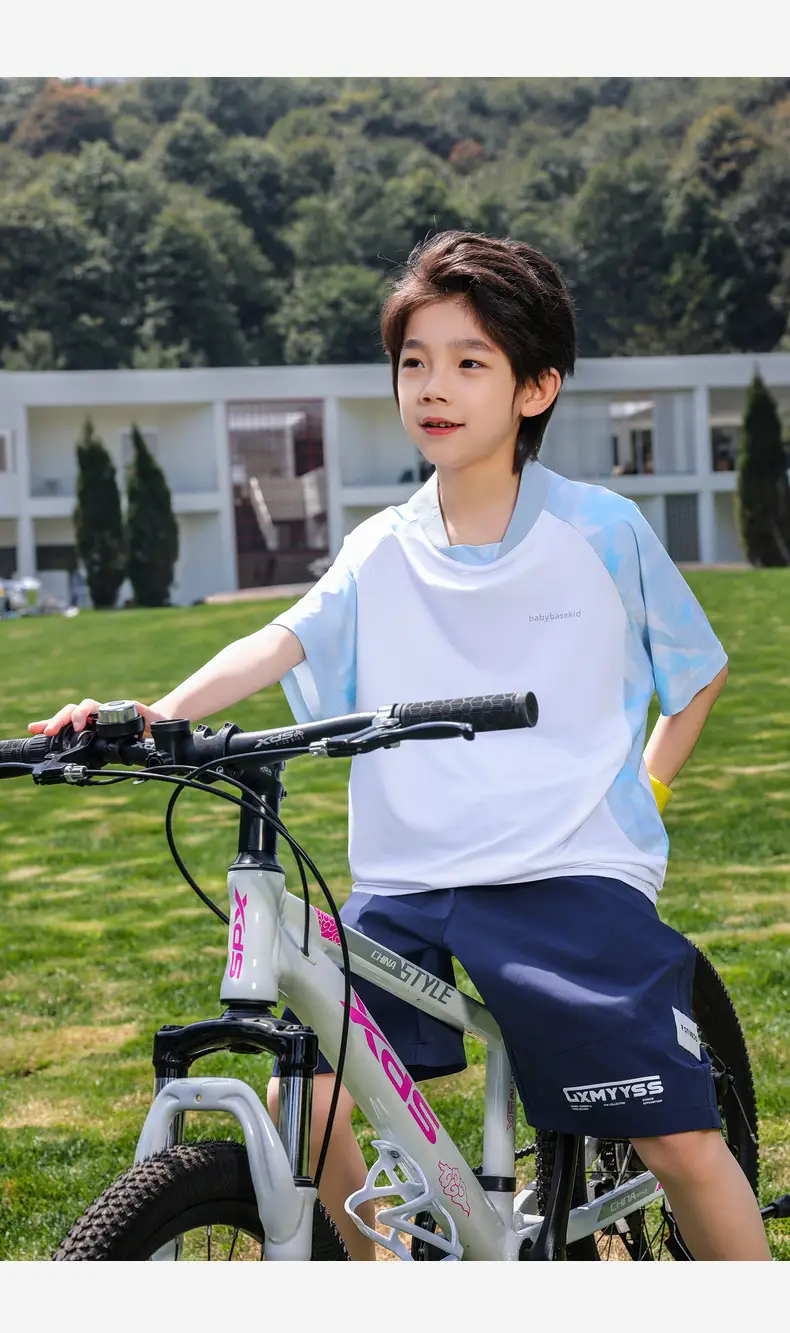 Kids Boys T-Shirt Light Blue Panda 2025 Summer — feature 24