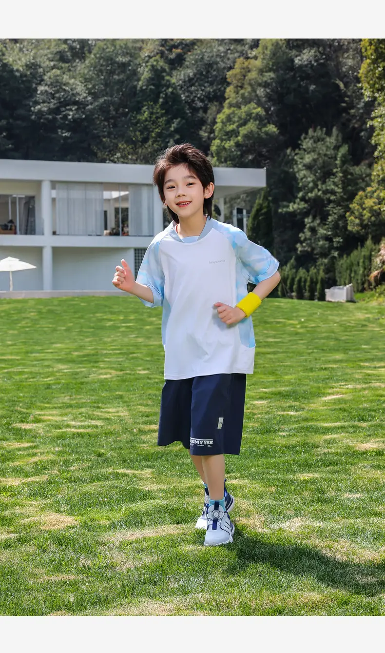 Kids Boys T-Shirt Light Blue Panda 2025 Summer — feature 28