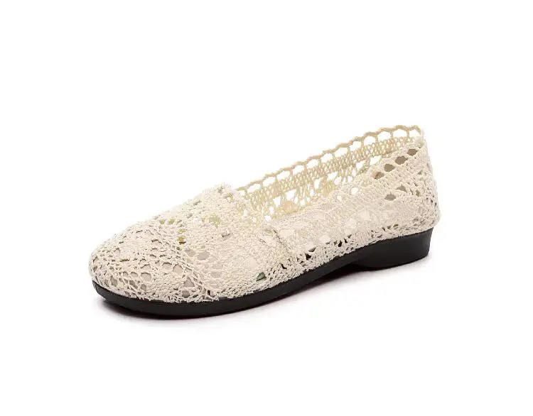 New Summer Old Beijing Cloth Shoes for Women, Non-Slip Soft-Soled Bean Shoes, Lace Hollow Flat-Soled Versatile Outer Wear, Lightweight Women's Shoes — feature 12