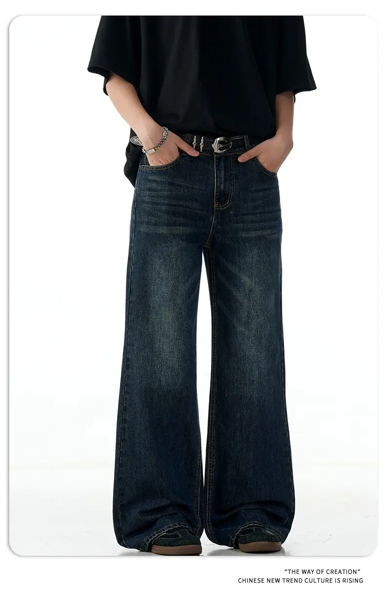 11 Kn American Retro Dark Blue Bootcut Jeans for Men Women — feature 10