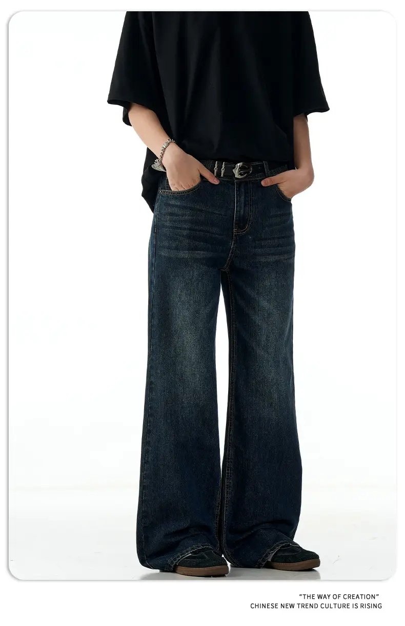 11 Kn American Retro Dark Blue Bootcut Jeans for Men Women — feature 12