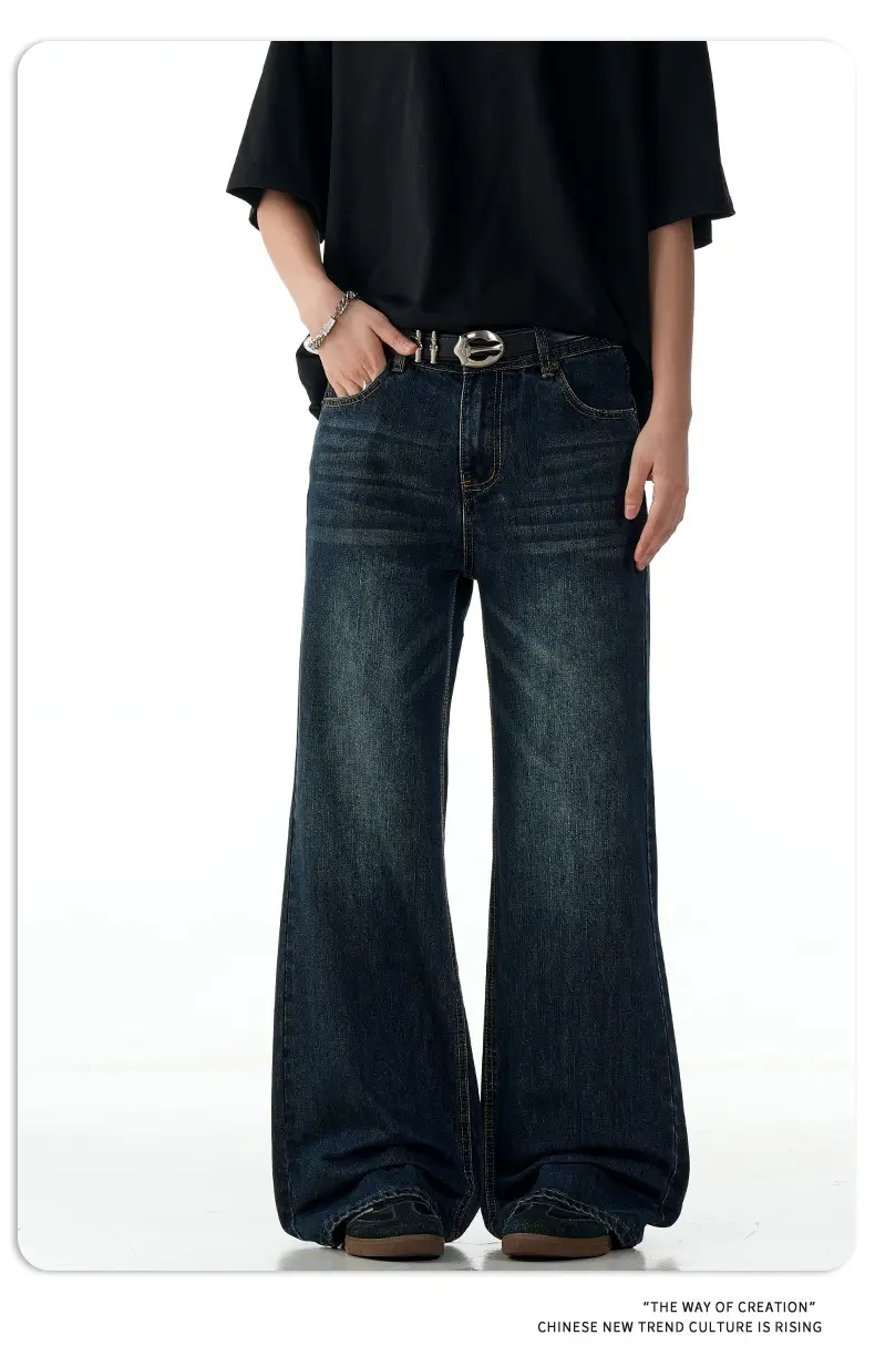 11 Kn American Retro Dark Blue Bootcut Jeans for Men Women — feature 13