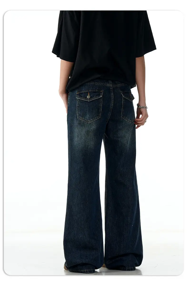 11 Kn American Retro Dark Blue Bootcut Jeans for Men Women — feature 14