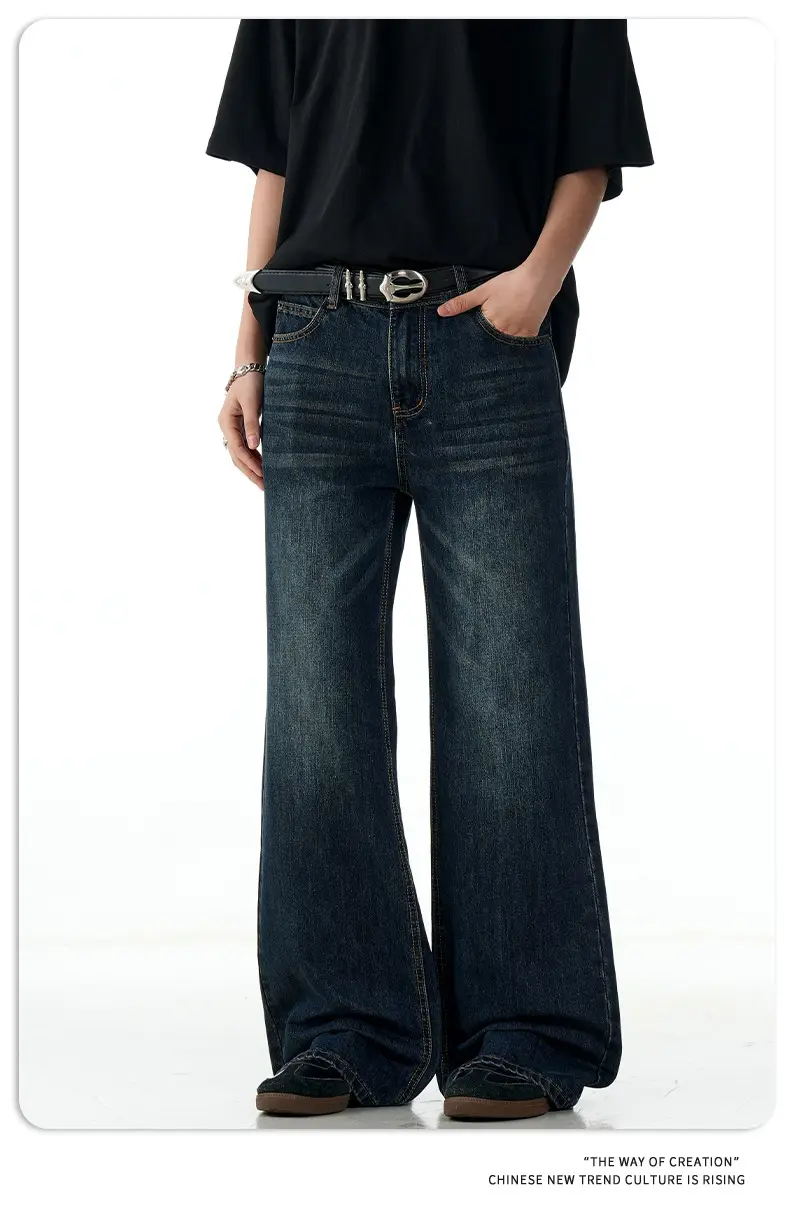 11 Kn American Retro Dark Blue Bootcut Jeans for Men Women — feature 9