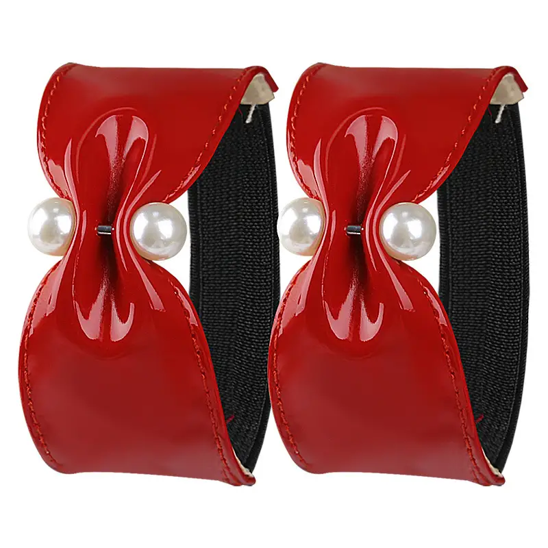 Wide-Edge Pearl Elastic Shoelaces for High Heels, Flats, Sandals, Anti-Slip Heel, Cotton Installation Fixed Flat Shoelaces for Slippers