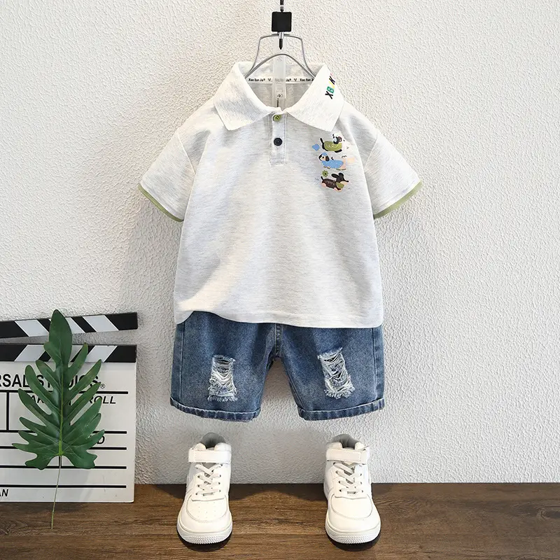 Boys White Polo Shirt Summer 2025 Kids - Image 3