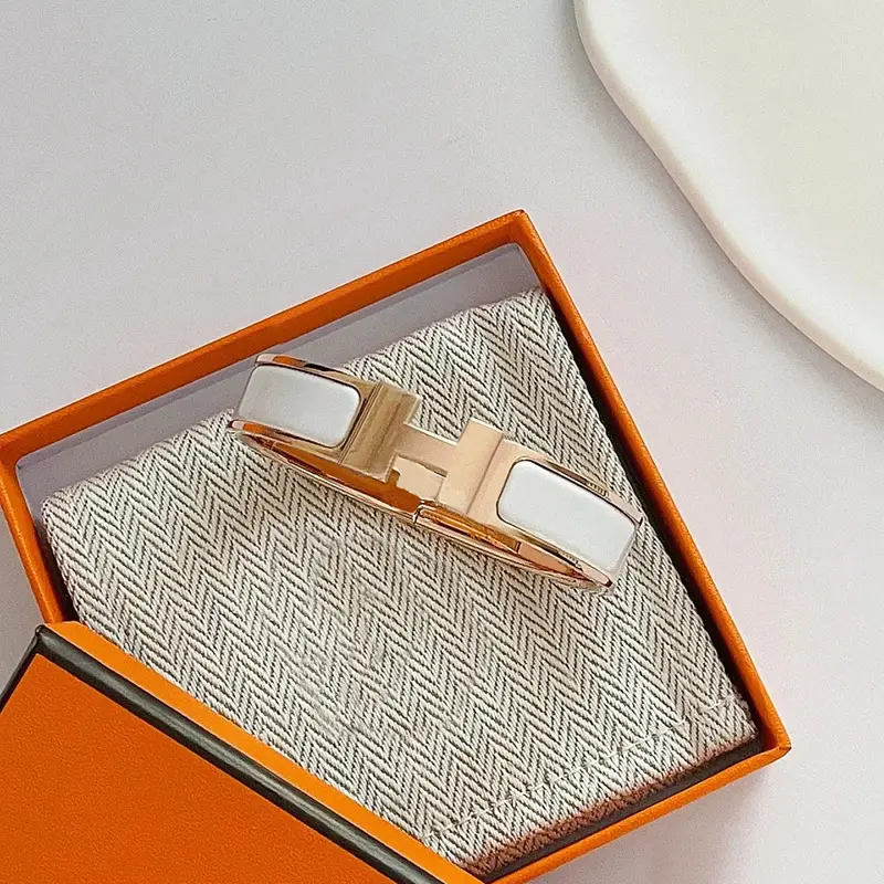 Enamel H Bracelet for Women 18K Rose Gold H Letter Buckle for Men and Women H Wide and Narrow Version Bracelet H Bracelet Internet Celebrity Couple Model