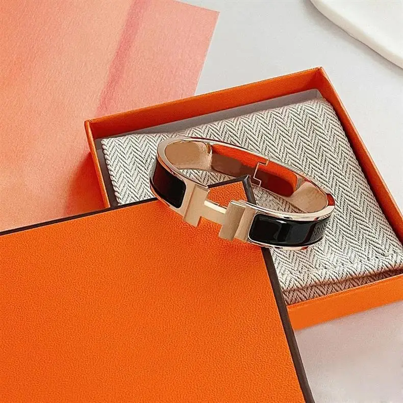 Enamel H Bracelet for Women 18K Rose Gold H Letter Buckle for Men and Women H Wide and Narrow Version Bracelet H Bracelet Internet Celebrity Couple Model — feature 4