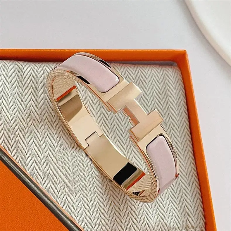 Enamel H Bracelet for Women 18K Rose Gold H Letter Buckle for Men and Women H Wide and Narrow Version Bracelet H Bracelet Internet Celebrity Couple Model — feature 5