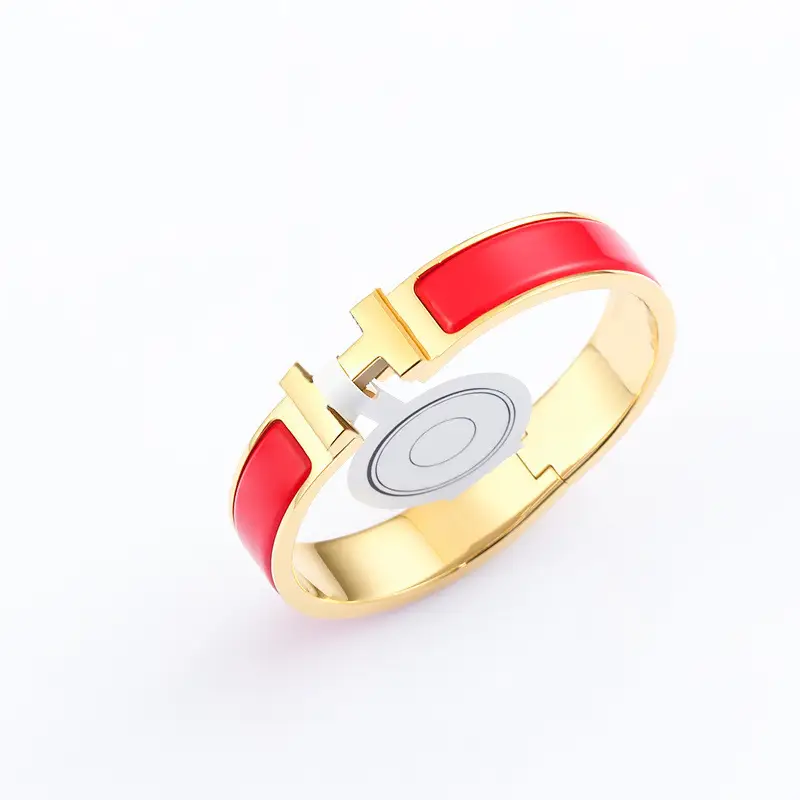 Enamel H Bracelet for Women 18K Rose Gold H Letter Buckle for Men and Women H Wide and Narrow Version Bracelet H Bracelet Internet Celebrity Couple Model