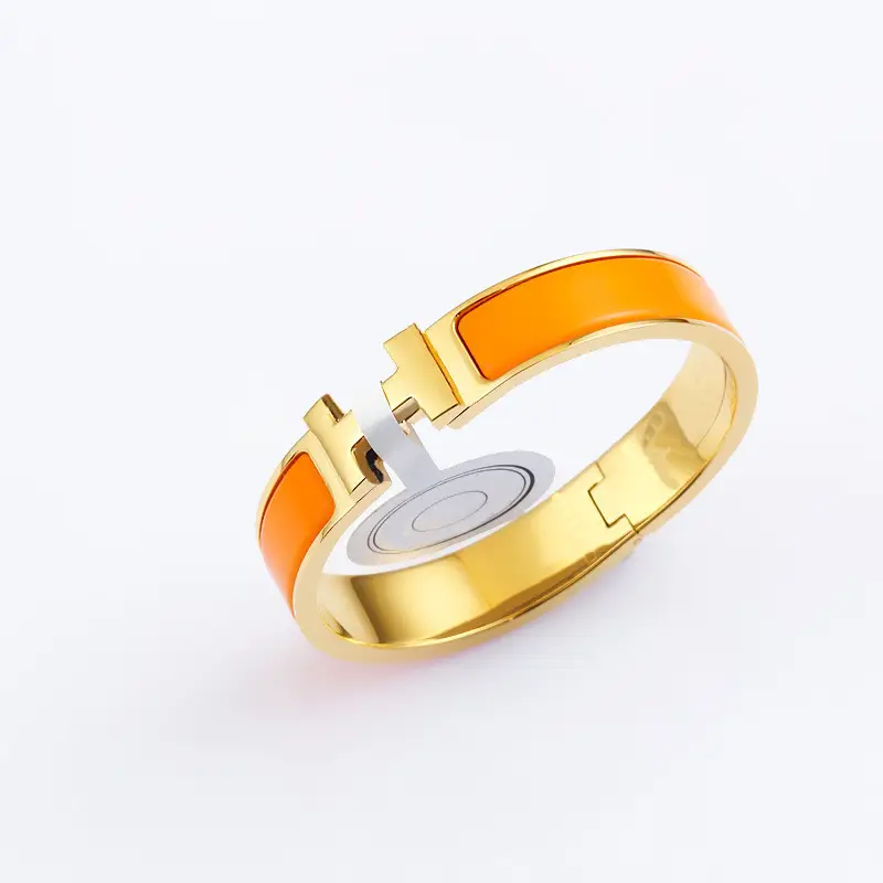 Enamel H Bracelet for Women 18K Rose Gold H Letter Buckle for Men and Women H Wide and Narrow Version Bracelet H Bracelet Internet Celebrity Couple Model