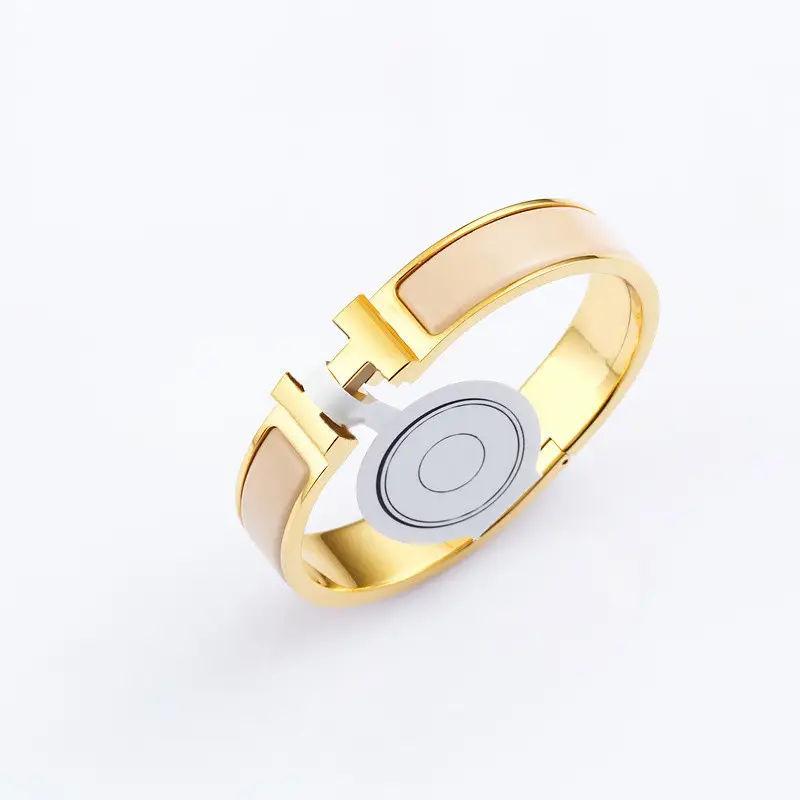 Enamel H Bracelet for Women 18K Rose Gold H Letter Buckle for Men and Women H Wide and Narrow Version Bracelet H Bracelet Internet Celebrity Couple Model