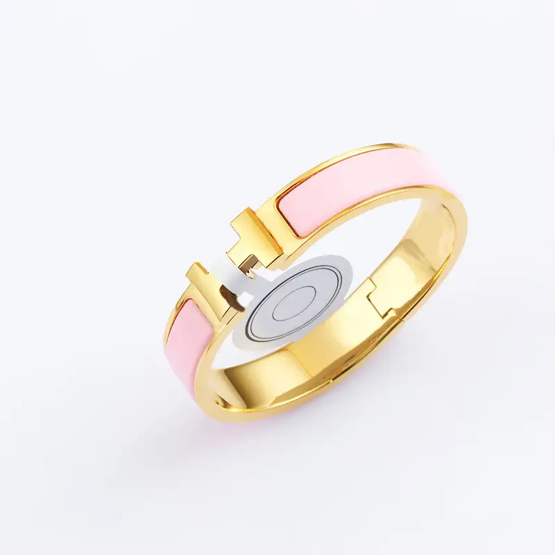 Enamel H Bracelet for Women 18K Rose Gold H Letter Buckle for Men and Women H Wide and Narrow Version Bracelet H Bracelet Internet Celebrity Couple Model
