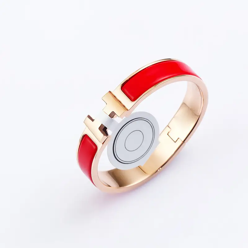 Enamel H Bracelet for Women 18K Rose Gold H Letter Buckle for Men and Women H Wide and Narrow Version Bracelet H Bracelet Internet Celebrity Couple Model