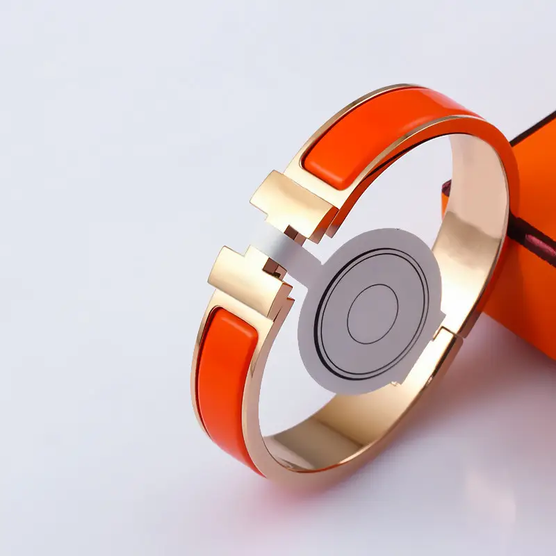 Enamel H Bracelet for Women 18K Rose Gold H Letter Buckle for Men and Women H Wide and Narrow Version Bracelet H Bracelet Internet Celebrity Couple Model