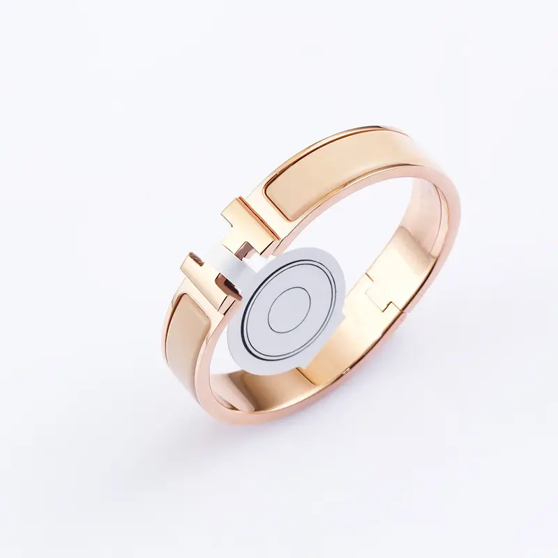 Enamel H Bracelet for Women 18K Rose Gold H Letter Buckle for Men and Women H Wide and Narrow Version Bracelet H Bracelet Internet Celebrity Couple Model